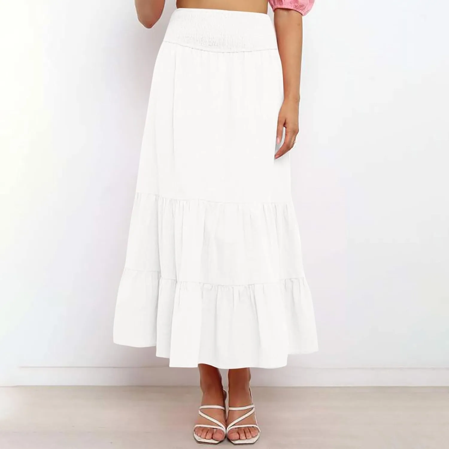 Women's Summer Bohemian Maxi Skirt High Waist Flowy A-Line Skirt for Women 2025