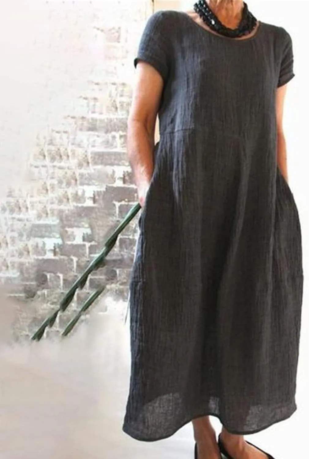 Womens Summer Cotton Linen Dresses 2025 Short Sleeve Loose Coverup Maxi Skirt Church Work Travel Outfits Long Dress