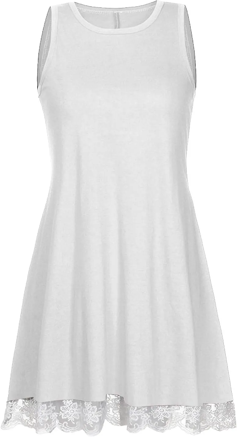 Womens Summer Dresses 2024 Casual Solid Color Sleeveless Sun Dresses Ladies Loose Fit Crewneck Swing Dress