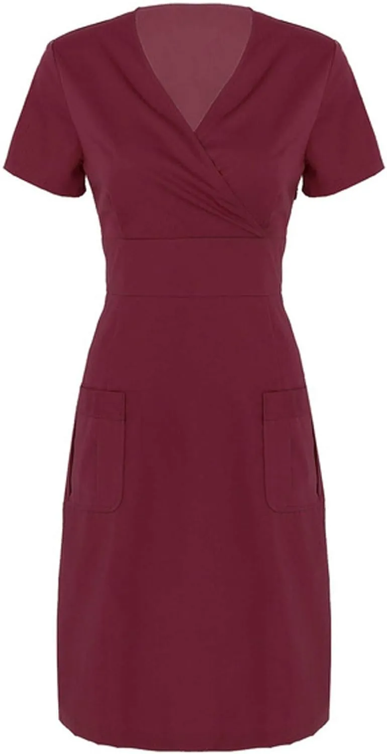 Womens Summer Dresses Short Sleeve V Neck Midi Skirt with Pocket for Women Casual Spring 2025 Church Work Dresses