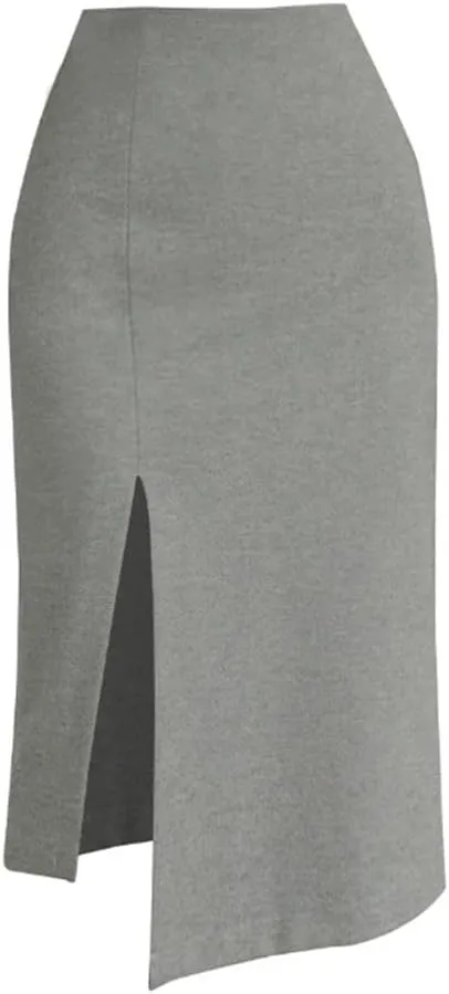 Women's Summer Mid Length Lady Wrap Skirts Elegant High Waist Solid Color Skirts