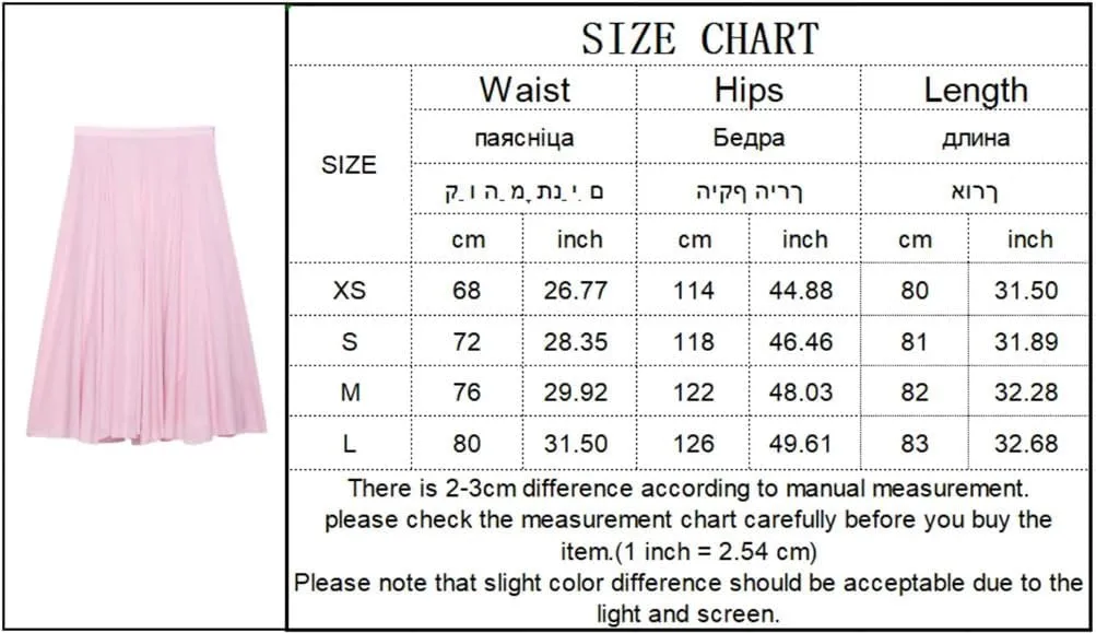 Women's Summer Pleated Skirts Causal Zipper A-Line High Street Skirts