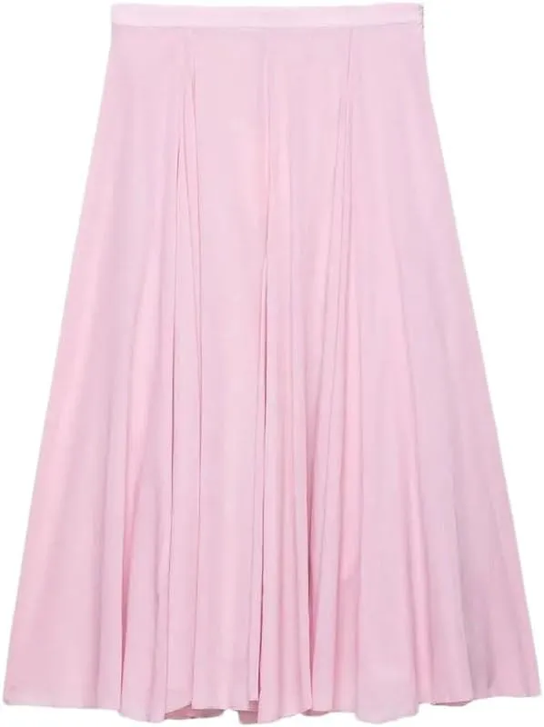 Women's Summer Pleated Skirts Causal Zipper A-Line High Street Skirts