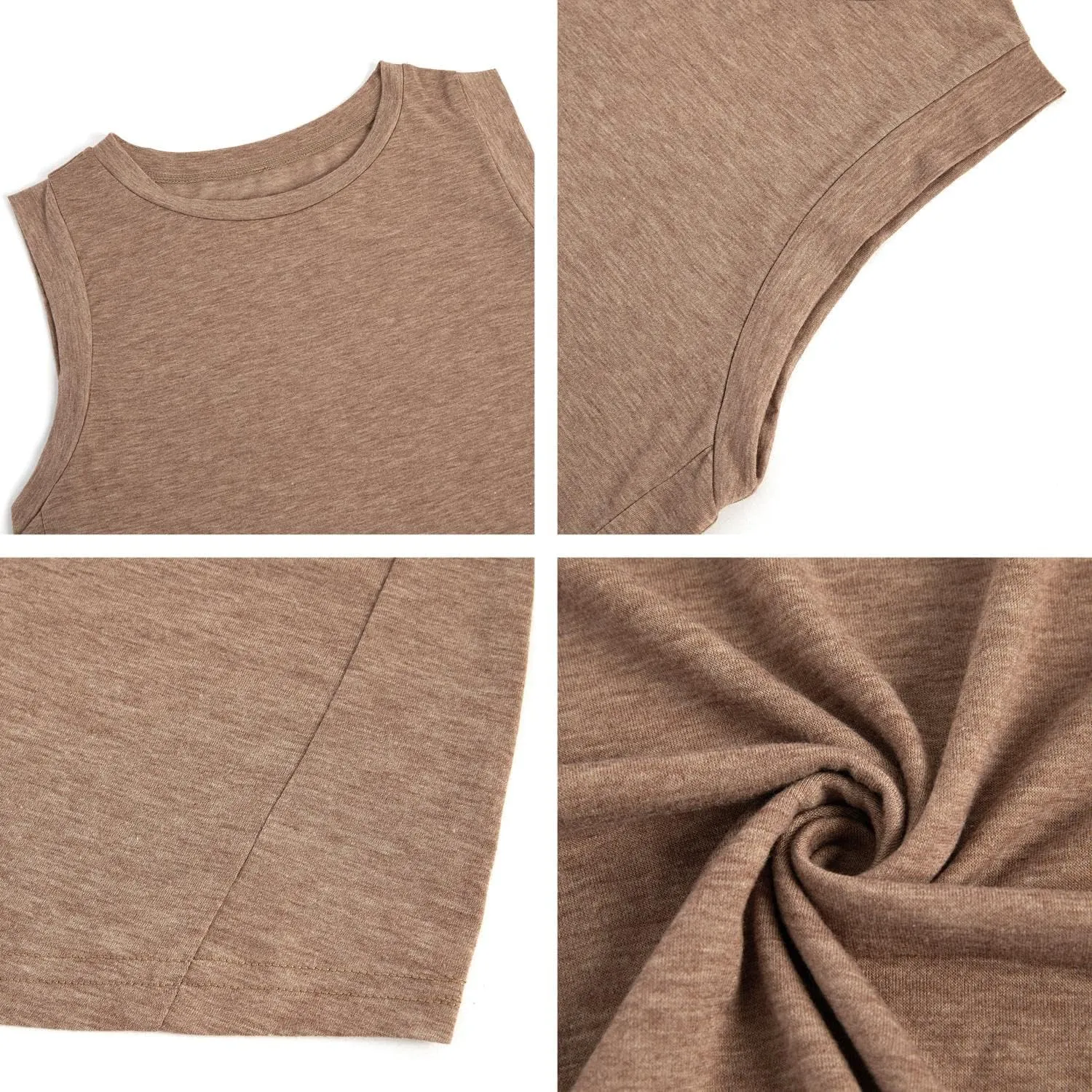 Women's Summer Sleeveless Tank Top Loose Fit Casual Crew Neck T Shirts Basic Tee Tops