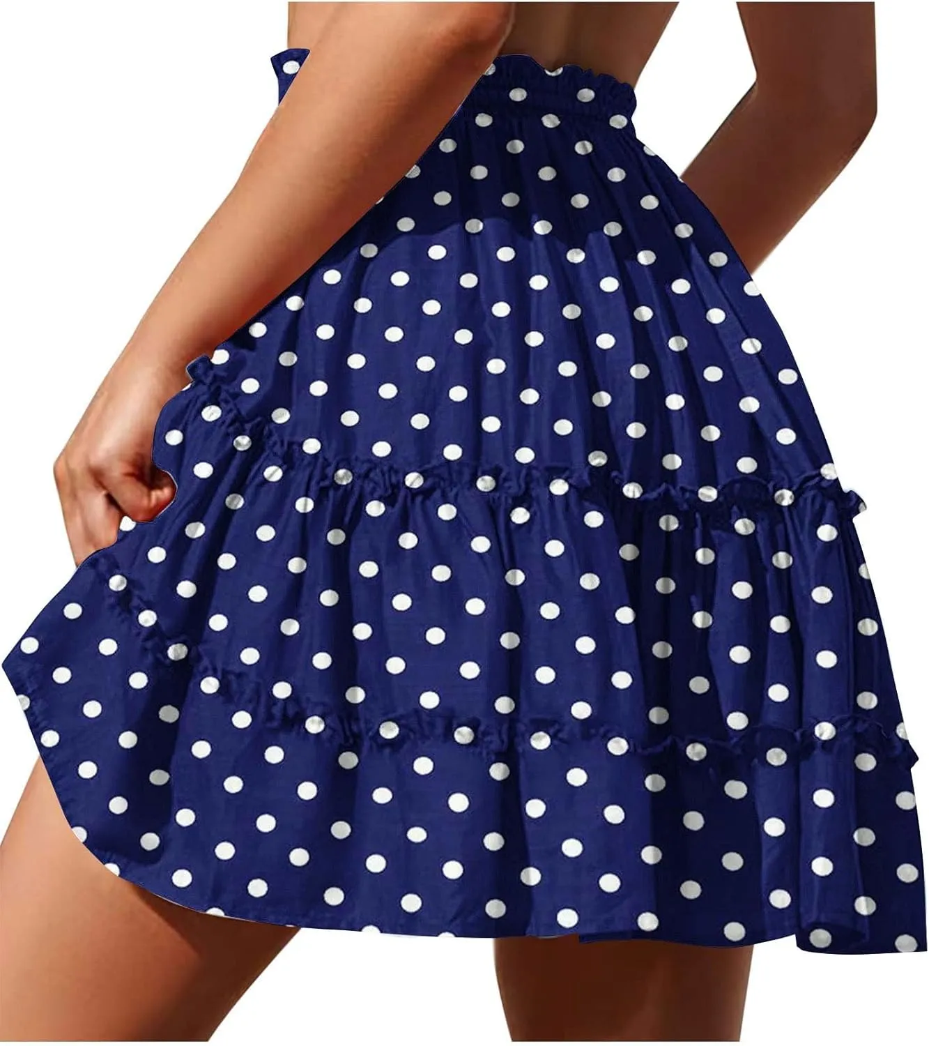 Women's Vintage Polka Dots Mini Skirts Tiered A Line Flowy Short Skirt