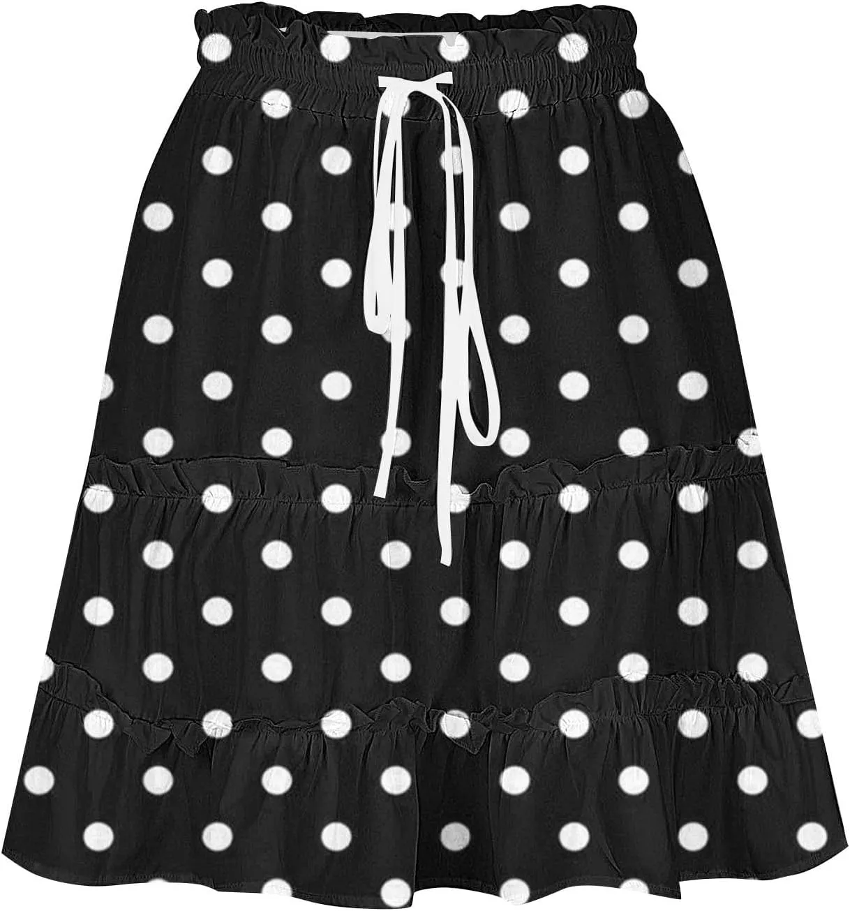 Women's Vintage Polka Dots Mini Skirts Tiered A Line Flowy Short Skirt