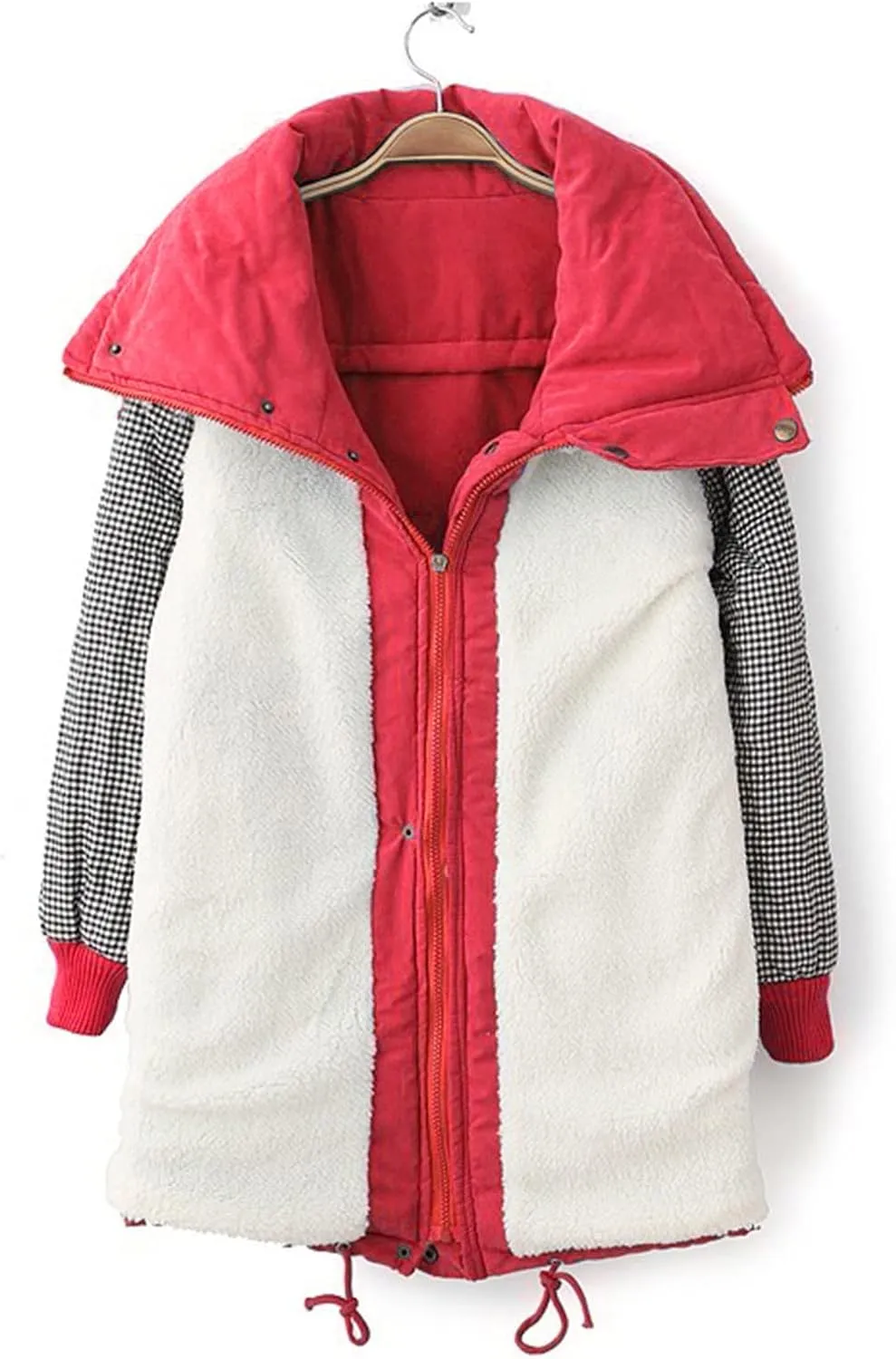 Women's Warm Plus Fleece Workwear Jacket Solid Jacket Hooded Jacket Long Sleeve Women Utility Jacket with Hood