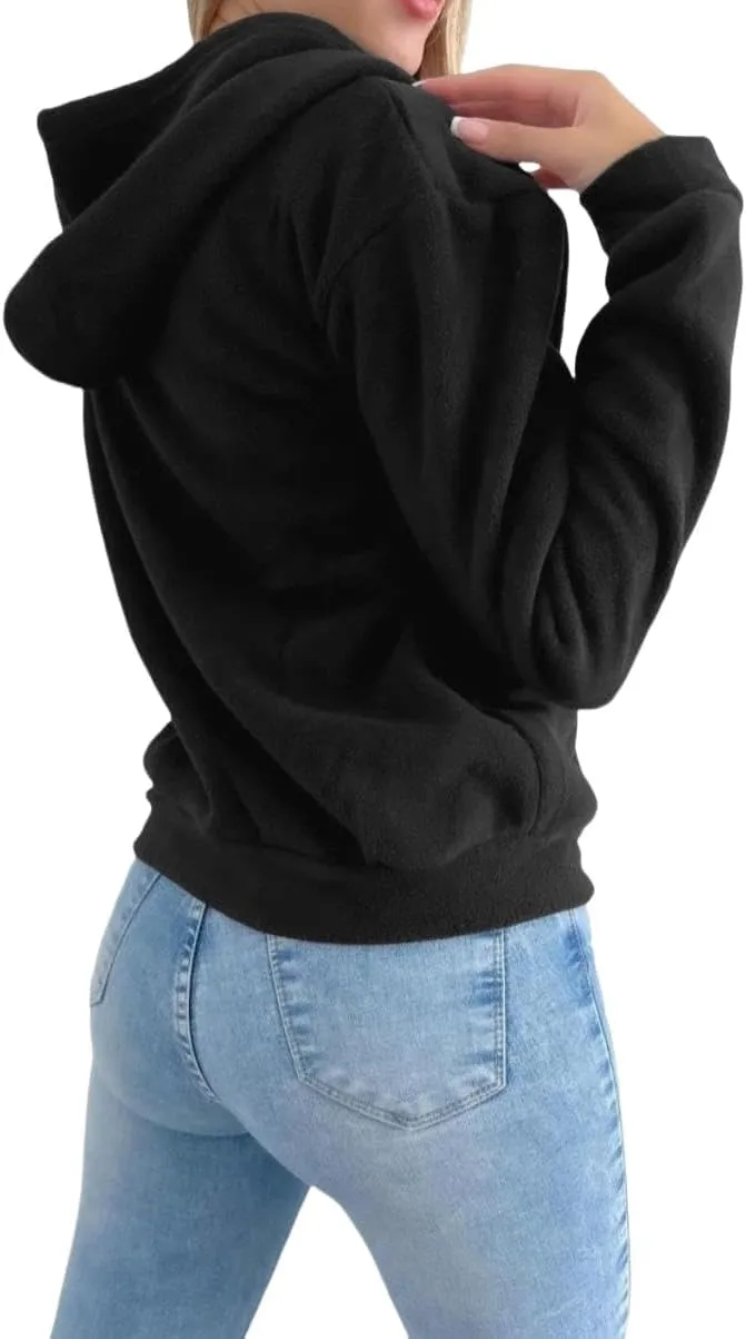 Womens Winter Hoodies Sherpa Lined Hooded Sweatshirt Zip Up Thick Warm Jacket Coat with Pockets