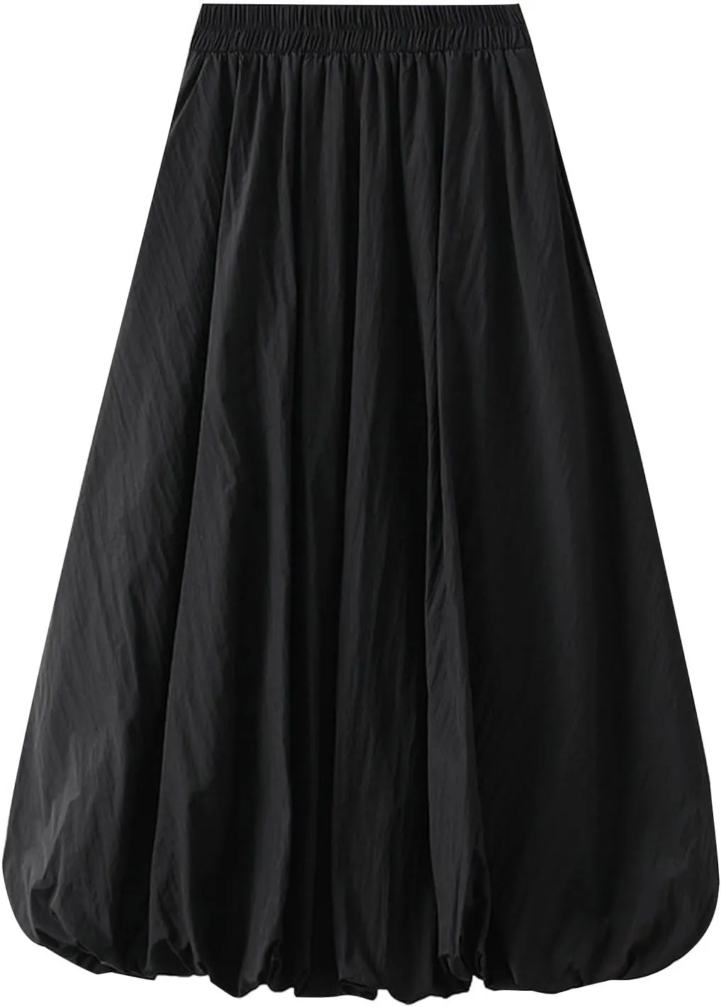 Womens Y2k Bubble Skirt Elastic High Waist A Line Long Skirts Casual Loose Ruffle Pleated Midi Long Flowy A-Line Skirt