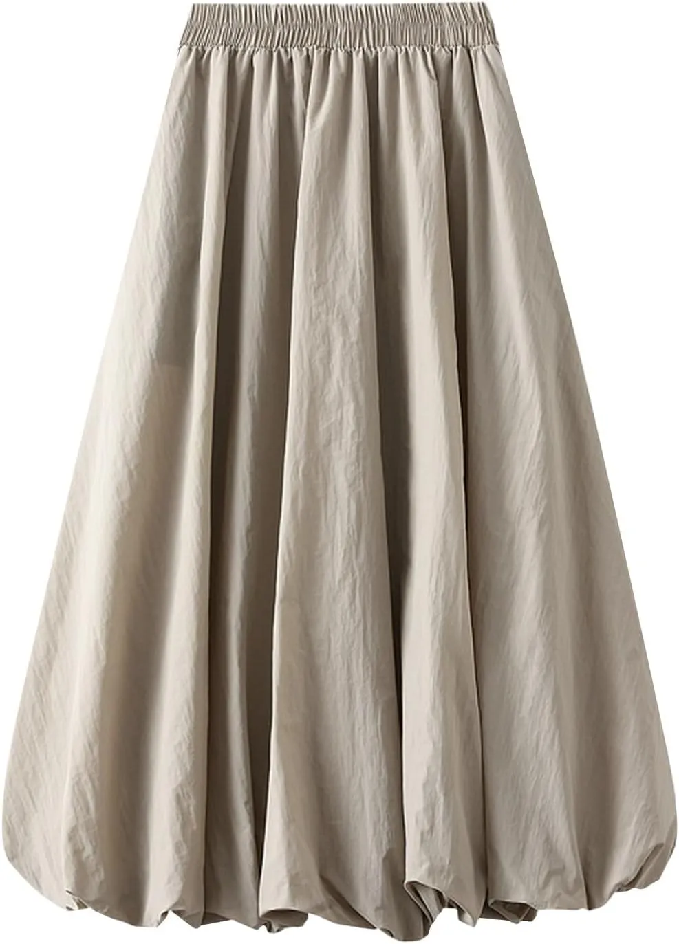 Womens Y2k Bubble Skirt Elastic High Waist A Line Long Skirts Casual Loose Ruffle Pleated Midi Long Flowy A-Line Skirt