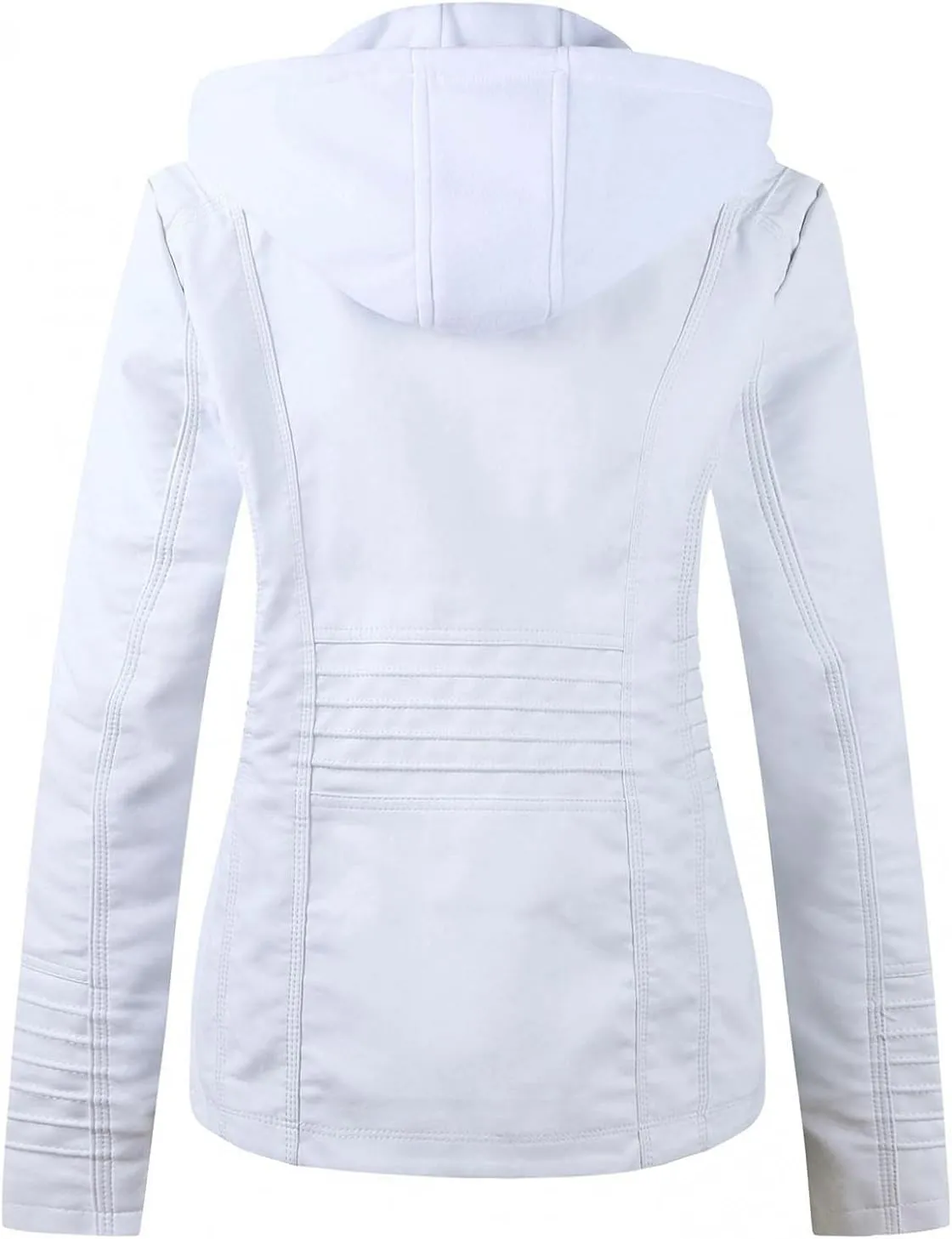 WUAI-Women Plus Size Faux Leather Jackets Hoodies Full Zip Casual Classy Warm Utility Motorcycle Coat Fall Clothes