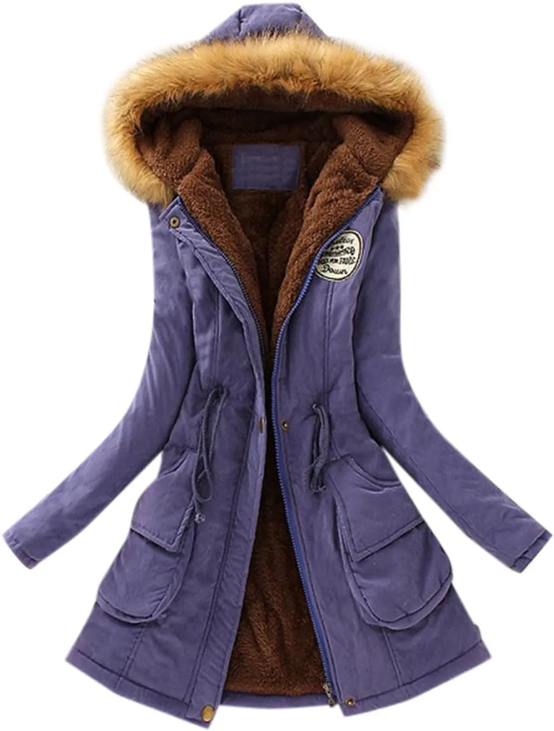 XUETON Winter Coats for Women Zip Up Hooded Warm Thicken Fleece Lined Parkas Military Safari Utility Anorak Jackets Outwear(Navy,XX-Large)