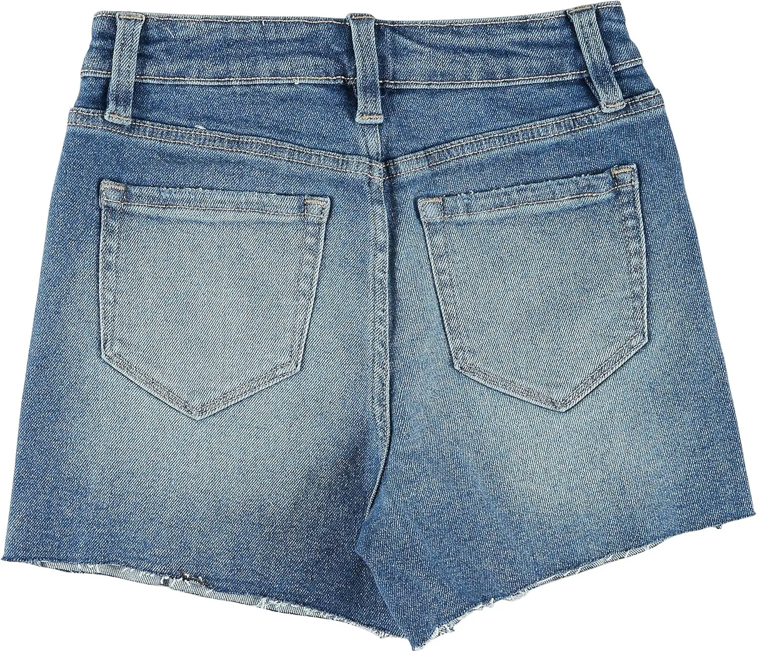 YMI Women's Junior Vintage Dream High-Rise Mid-Length Distressed Hem Denim Shorts