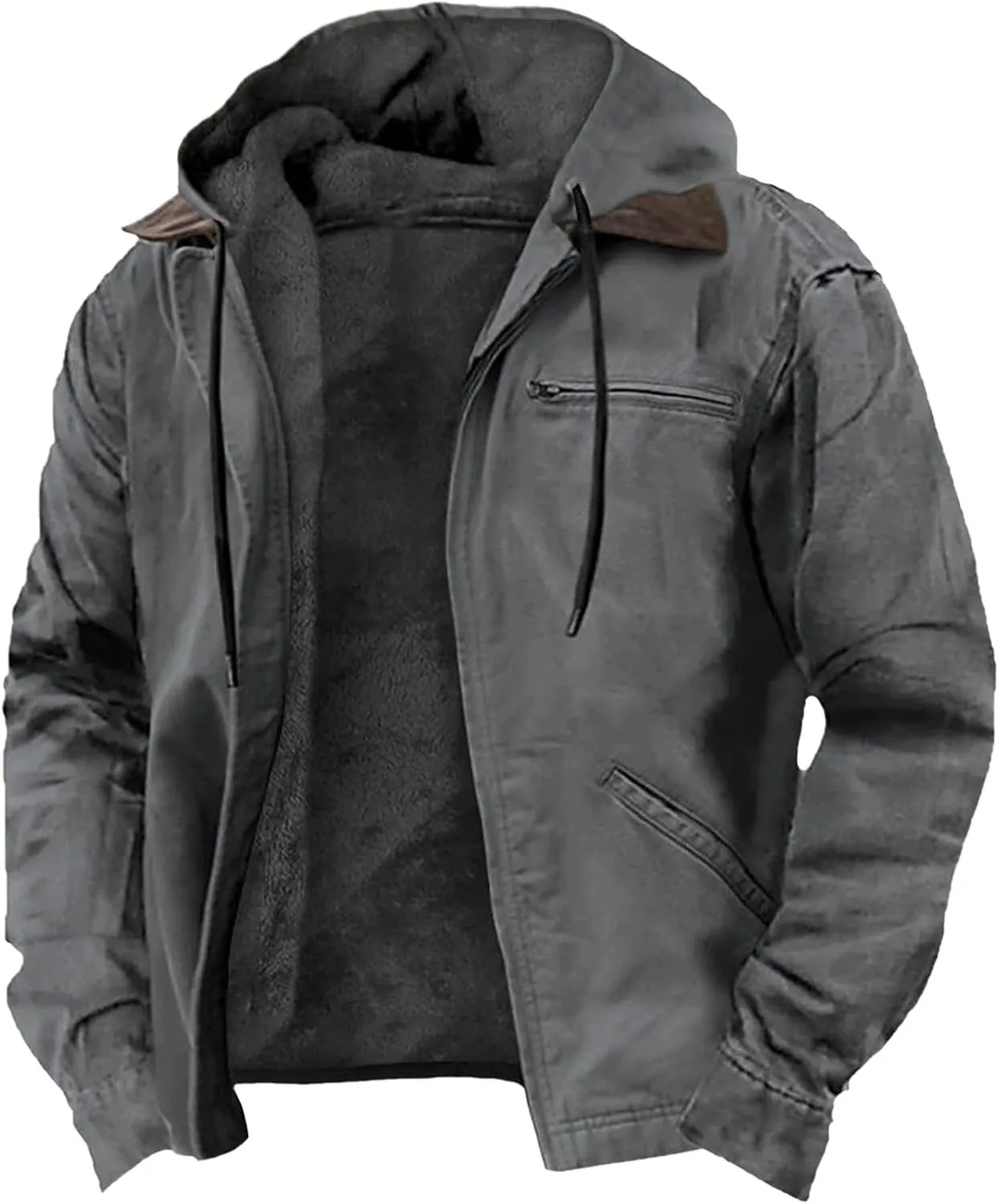 Ymosrh Men's Casual Jacket Sweatshirts Fleece Jackets Thick Sherpa Lined Winter Hoodie Coats Outwear Jacket, S-8XL