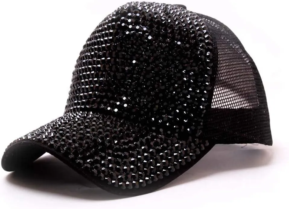 YOLAI Fashion Sequin Hat Adjustable Baseball Hat Cap for Womens Decor Baseball Cap Disco Dance Party Costume