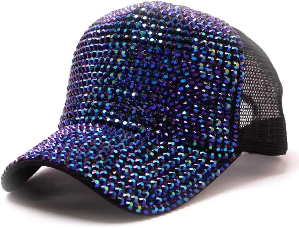 YOLAI Fashion Sequin Hat Adjustable Baseball Hat Cap for Womens Decor Baseball Cap Disco Dance Party Costume