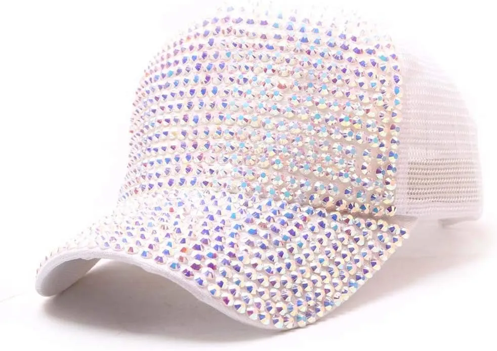 YOLAI Fashion Sequin Hat Adjustable Baseball Hat Cap for Womens Decor Baseball Cap Disco Dance Party Costume