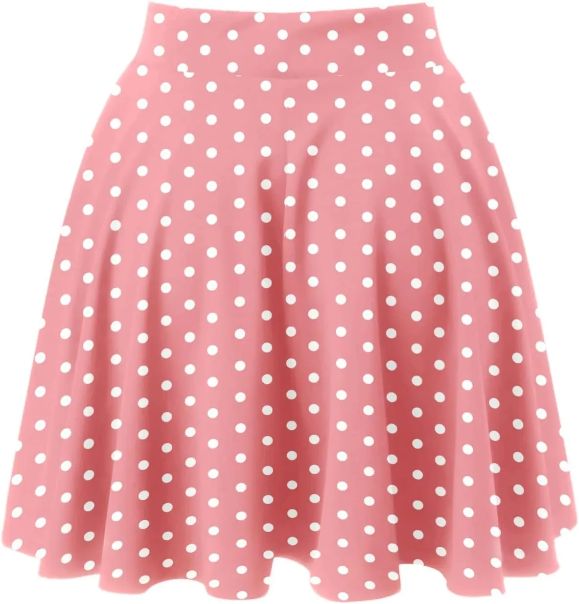 YOLAI Womens Polka Dot Print Skirts High Waist Elegant Casual Mini Skirt Flowy Swing A-Line Skirt