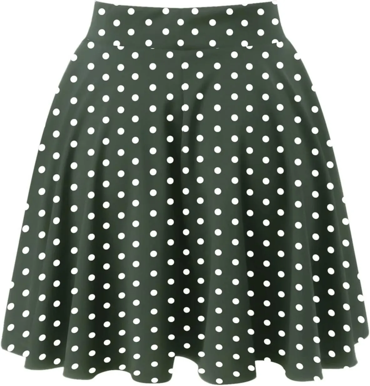YOLAI Womens Polka Dot Print Skirts High Waist Elegant Casual Mini Skirt Flowy Swing A-Line Skirt