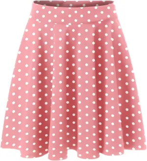 YOLAI Womens Polka Dot Print Skirts High Waist Elegant Casual Mini Skirt Flowy Swing A-Line Skirt