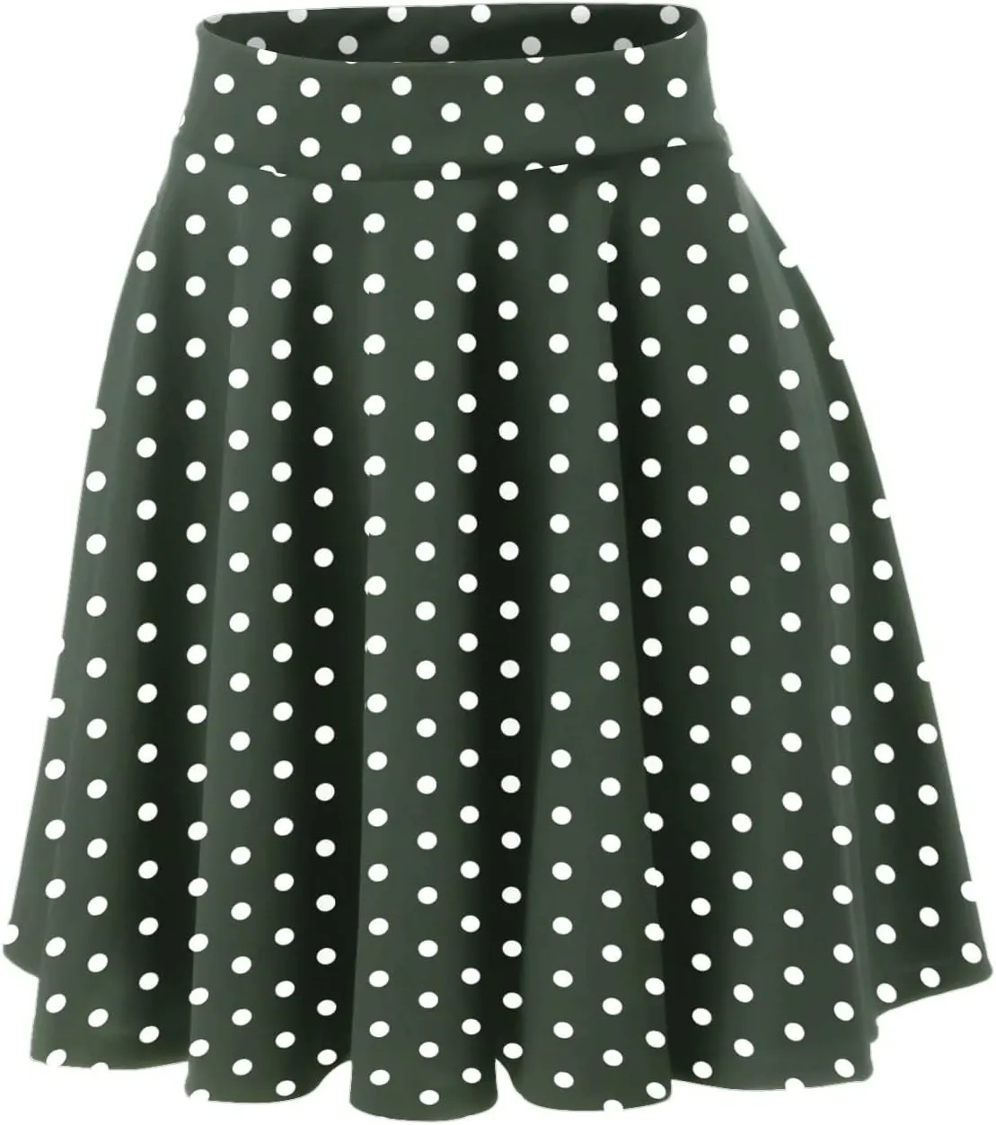 YOLAI Womens Polka Dot Print Skirts High Waist Elegant Casual Mini Skirt Flowy Swing A-Line Skirt