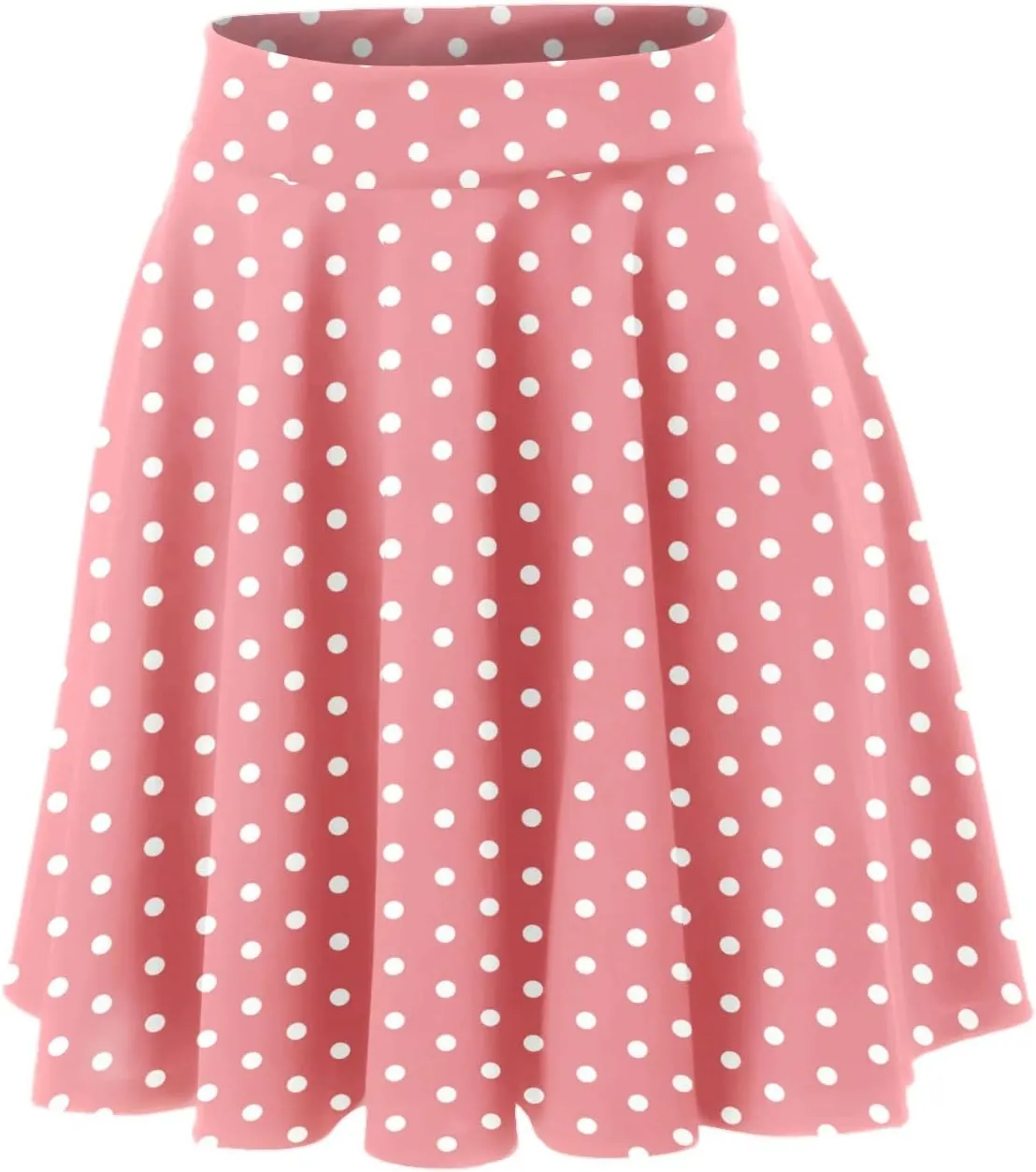 YOLAI Womens Polka Dot Print Skirts High Waist Elegant Casual Mini Skirt Flowy Swing A-Line Skirt