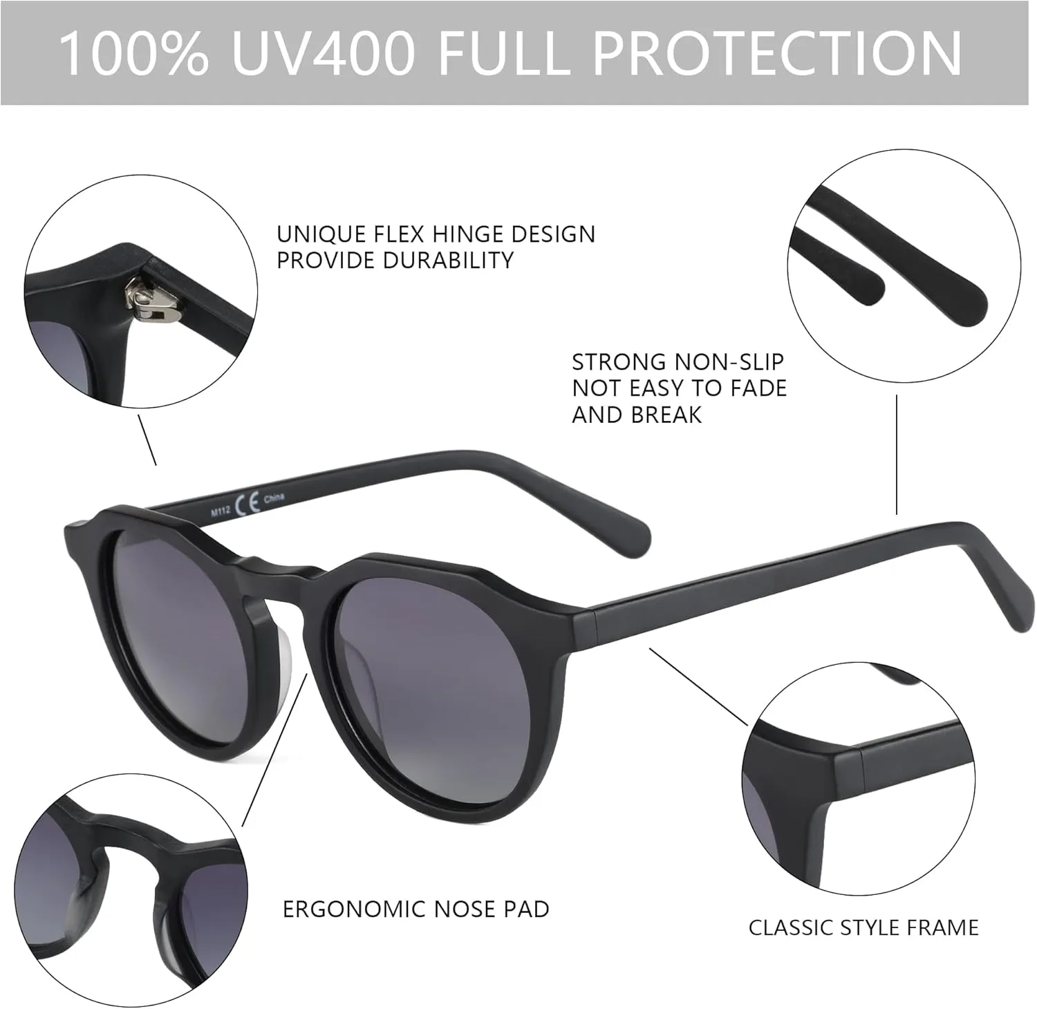 ZENOTTIC Vintage Round Polarized Sunglasses for Men Women UV400 Protection