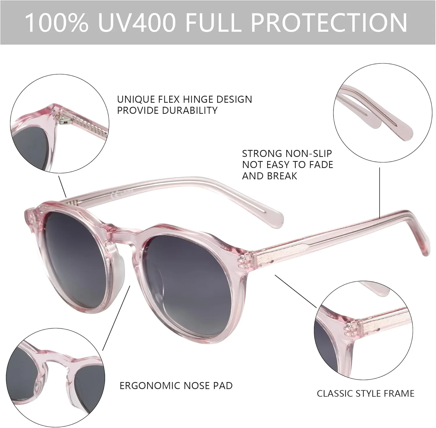 ZENOTTIC Vintage Round Polarized Sunglasses for Men Women UV400 Protection
