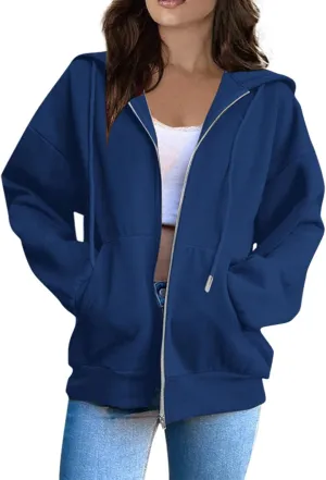 Zip Up Hooded Jackets Womens Winter Sports Sweatshirts Casual 2024 Cute Trendy Hiking Outdoor Coats with Pockets