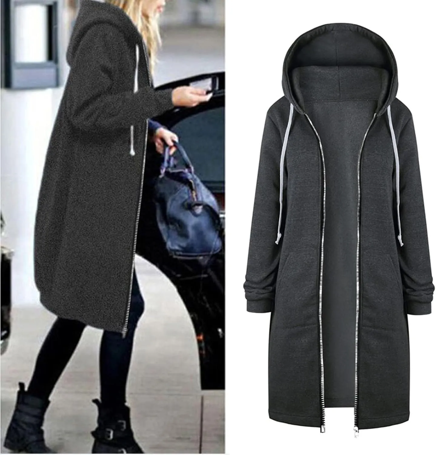 zip up sweatshirt women Women Warm Zipper Hoodies Sweatshirt Long Coat Jacket Tops Outwear