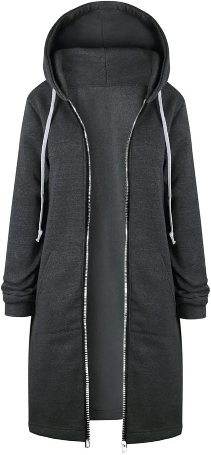 zip up sweatshirt women Women Warm Zipper Hoodies Sweatshirt Long Coat Jacket Tops Outwear
