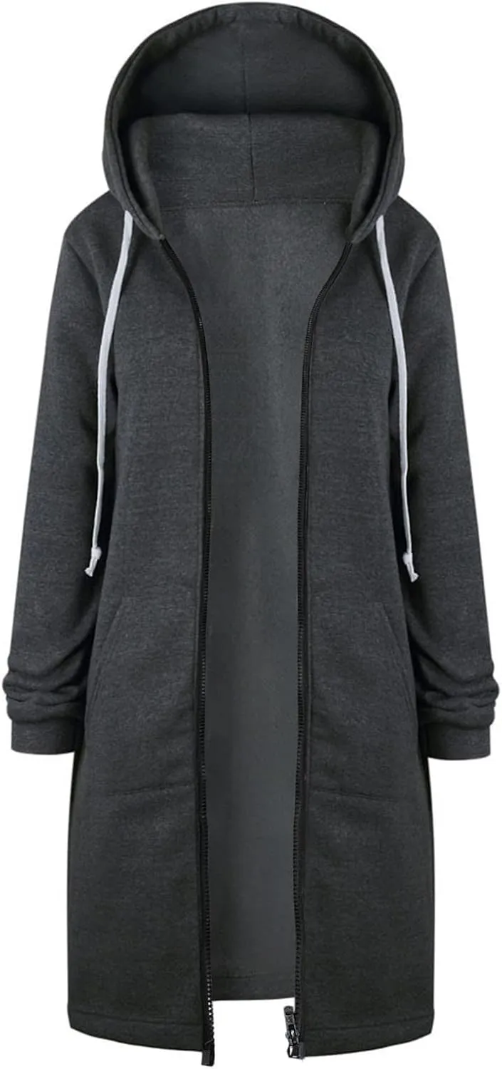 zip up sweatshirt women Women Warm Zipper Hoodies Sweatshirt Long Coat Jacket Tops Outwear