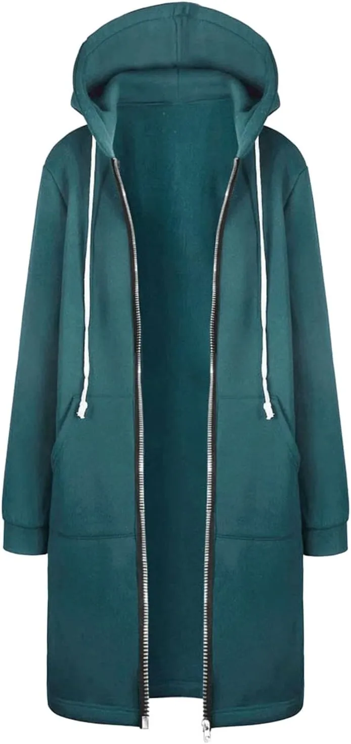 zip up sweatshirt women Women Warm Zipper Hoodies Sweatshirt Long Coat Jacket Tops Outwear