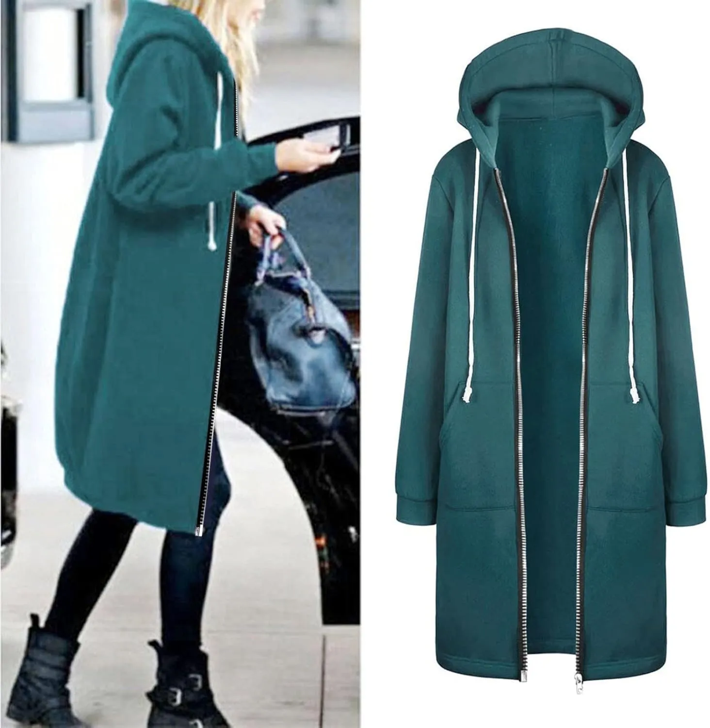 zip up sweatshirt women Women Warm Zipper Hoodies Sweatshirt Long Coat Jacket Tops Outwear