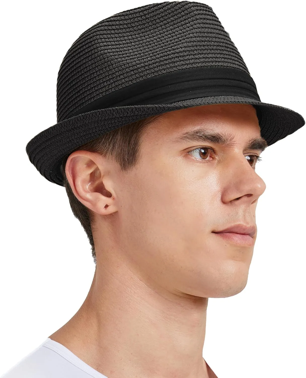 Zylioo Oversize XXL Straw Sun Hats,X-Large Panama Fedora Hat with Lanyard for Big Heads,Giant UV Summer Beach Hats