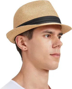 Zylioo Oversize XXL Straw Sun Hats,X-Large Panama Fedora Hat with Lanyard for Big Heads,Giant UV Summer Beach Hats