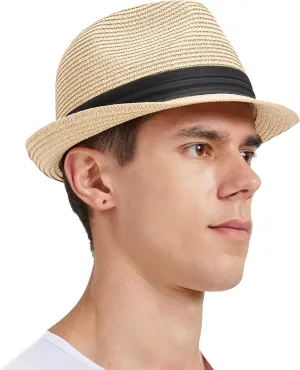 Zylioo Oversize XXL Straw Sun Hats,X-Large Panama Fedora Hat with Lanyard for Big Heads,Giant UV Summer Beach Hats